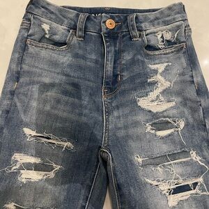 American Eagle Medium-wash Ripped Skinny Jeans